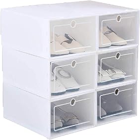 pp Caja De Zapatos Caja De Cajones De Almacenamiento a Prueba De Polvo Caja De Cajones Estante De Zapatos De Almacenamiento Plegable 33cm * 24cm * 13cm / Blanco [cantidad; Total 6 Cajas] 