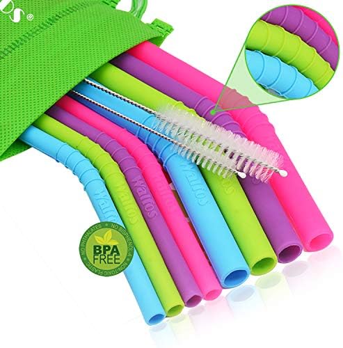 Walfos Pailles Réutilisables En Silicone – Pailles Extra Longues Pour Smoothies 20 Et 850 G Yetirticozark Sans Bpa 4 Grosses Pailles 4 Pailles Ordinaires 2 Brosses De Nettoyage 1 Pochette De Rangement