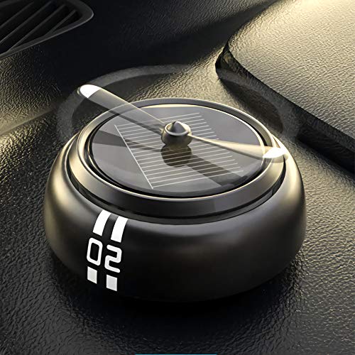 QBUC Car Air Freshener Solar Energy Rotating Cologne Car Aromatherapy Diffuser Interior Decoration Accessories Essential Oil Diffuser for Car Home(B-Black)