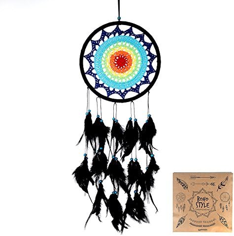 Mitu Fashion Black dream catcher Yoga Chakras wall hanging Macrame feather dream catcher handmade cotton