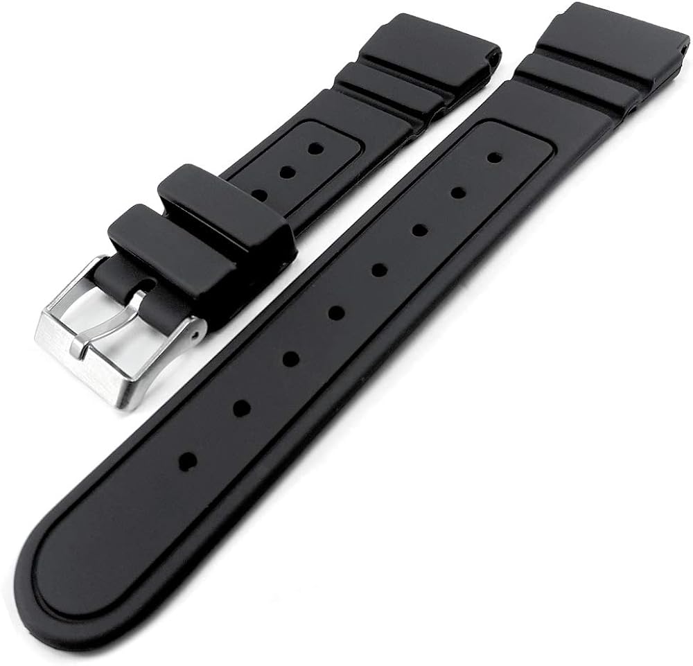 Black Rubber Divers Watch Strap 22mm (25mm Overall Width) Amazon.co.uk