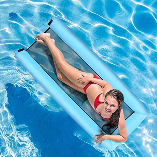 MIABOO Inflatable Pool Floats, Portable Floating Lounger Chair Water Hammock for Adults & Kids 440lb Capacity No Leak Ripstop Fabric Fast Inflated No Pump Needed,with Compact Carry Bag