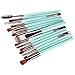 Sankuwen 15PCs Makeup Brush Set Tools Toiletry Kit (Green-Coffee)