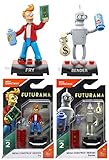 Bundle of 2: Mega Construx Heroes Series 2 Futurama Fry and Bender Mini Figures