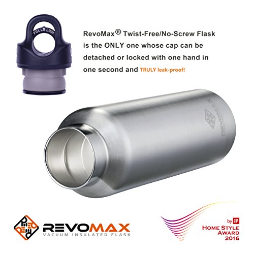 RevoMax V2 Twist-Free/No-Screw Vacuum Insulated Water Bottle with Quick One-Click Open/Close Lid for 18 hours/36 hours Ice Cold - Standard Mouth - Thumbnail 2