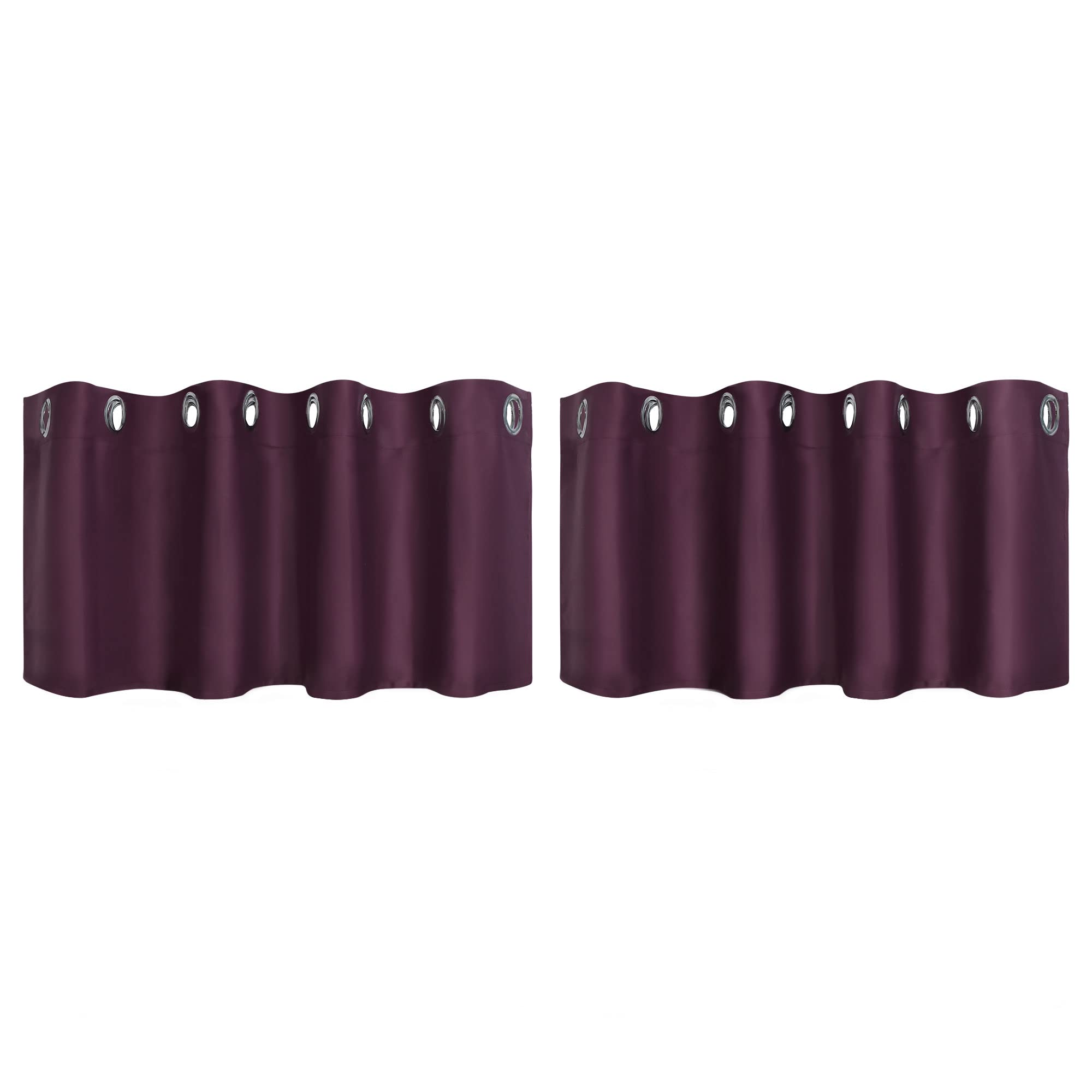 PiccoCasa Blackout Curtains 2 Panels Grommet, Burgundy Thermal Insulated Curtains Panel Darkening Small Window Curtains for Bedroom Living Room 52 x 18 Inch (Width x Length), 18inch Drop