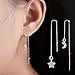 Alician Adorable Moon Star Dangle Earrings Lovely Silver Zirconia Long Chain Ear Drop for Women Girl's Gift
