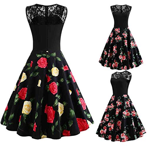 CCatyam Plus Size Dresses for Women, Skirt Lace Print Wrapped Swing Vintage Sexy Party Casual Fashion Yellow
