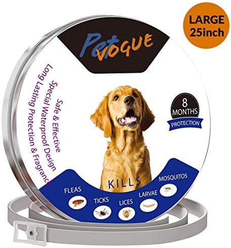 PetVogue Waterproof Flea and tick Control Collar - 8 Months Natural Non-Toxic Adjustable 25 inch Flеa Collar Waterproof Protection for Medium and Small Pets Repels Flеas, Licе, Tiсks, Mоsquitоes