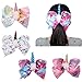 Oaoleer 4pcs 8 inch Unicorn Large Hair Bows with Alligator Clip Hair Grips Gift for Girls Toddles (4pcs Unicorn Hair Bows)