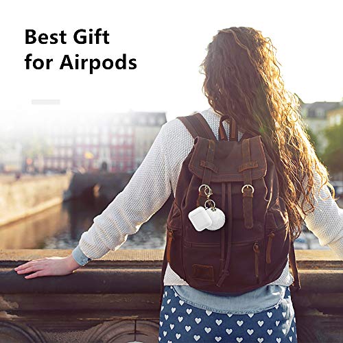 Airpods Case - BlUEWIND Drop Proof Air Pods Protective Case Cover Silicone Skin, Cute Fur Ball Airpods Keychain/Strap, Apple Airpods Accessories, Best Gift for Girls and Women, White
