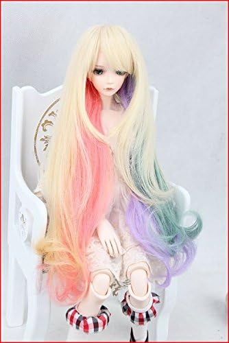Amazon しんどろーむ ドール 用 ウィッグ カラフル 虹色 メッシュ 巻き髪 カール 人形 かつら スーパー ロング カラー ウィッグ ネット 付き 22 24cm 1 3 約9インチ カラフル ドールメイキング 通販