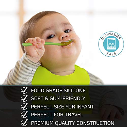 Silicone Baby Spoons BPA Free - Soft Tip First Stage Infant Spoons Gift Set of 5 with Convenient Travel Case - Thumbnail 3