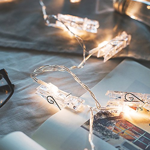 ZOUTOG Photo Clip String Lights, 50 Photo Clips 16ft/5m Battery Operated LED Clip Lights, Warm White Starry Light for Hanging Photos, Cards and Artworks