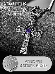 ADMETUS Black Celtic Cross Necklace Sterling Silver