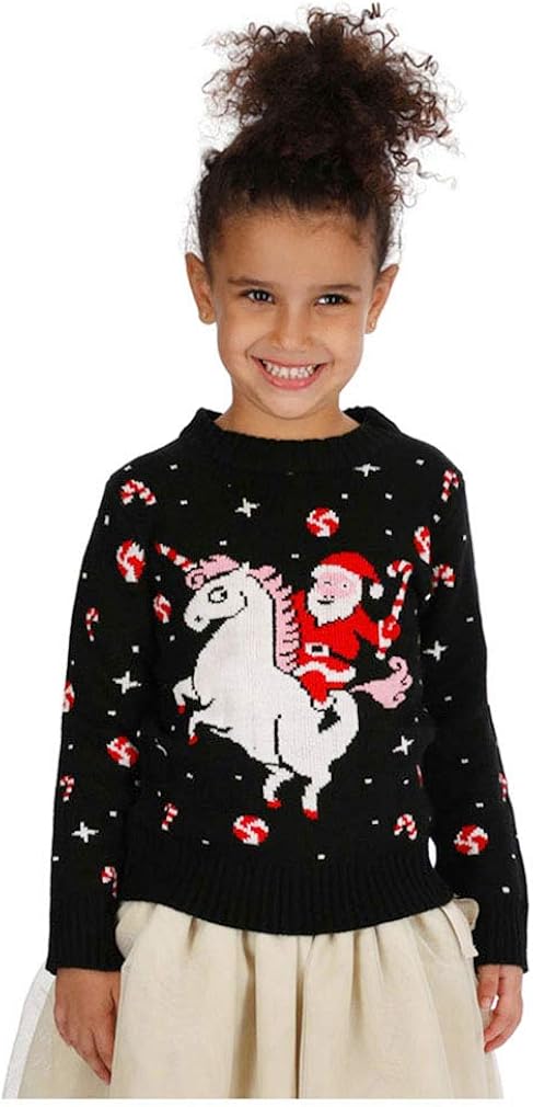 santa riding unicorn sweater