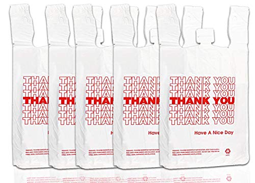 Red Thank You Plastic t-Shirt Bags - 308 pcs/case.