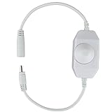 HitLights LED Strip Light Mini Dial Dimmer, White, Easy DC Jack Installation, 5-24V DC, 4A Max, LED Tape Light