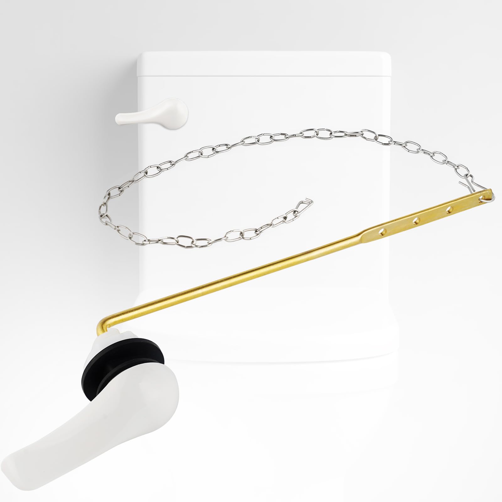 Photo 1 of iFealClear Universal Toilet Handle - Front Mount Flush Lever, Solid Brass, White & Easy to Install - Fits Most Toilets