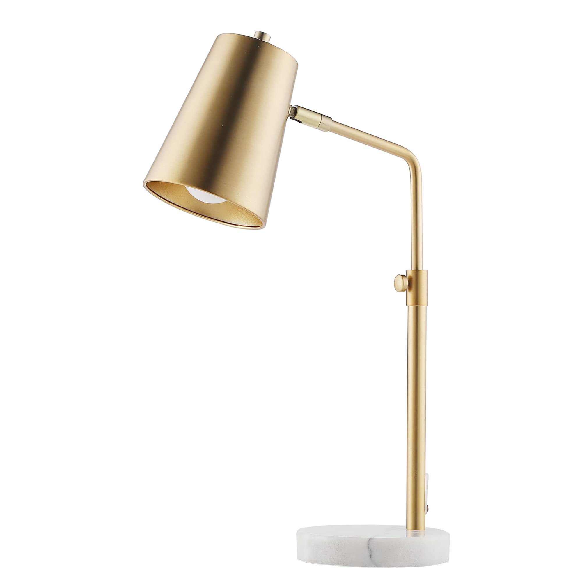 Photo 1 of VONLUCE Gold Desk Lamp with LED Bulb Adjustable, Antique Brass Metal Table Lamp Marble Base, Mid Century Modern Reading Lamp Office, 20’’ Industrial Task Lamp Work Lamp for Reading Bedroom