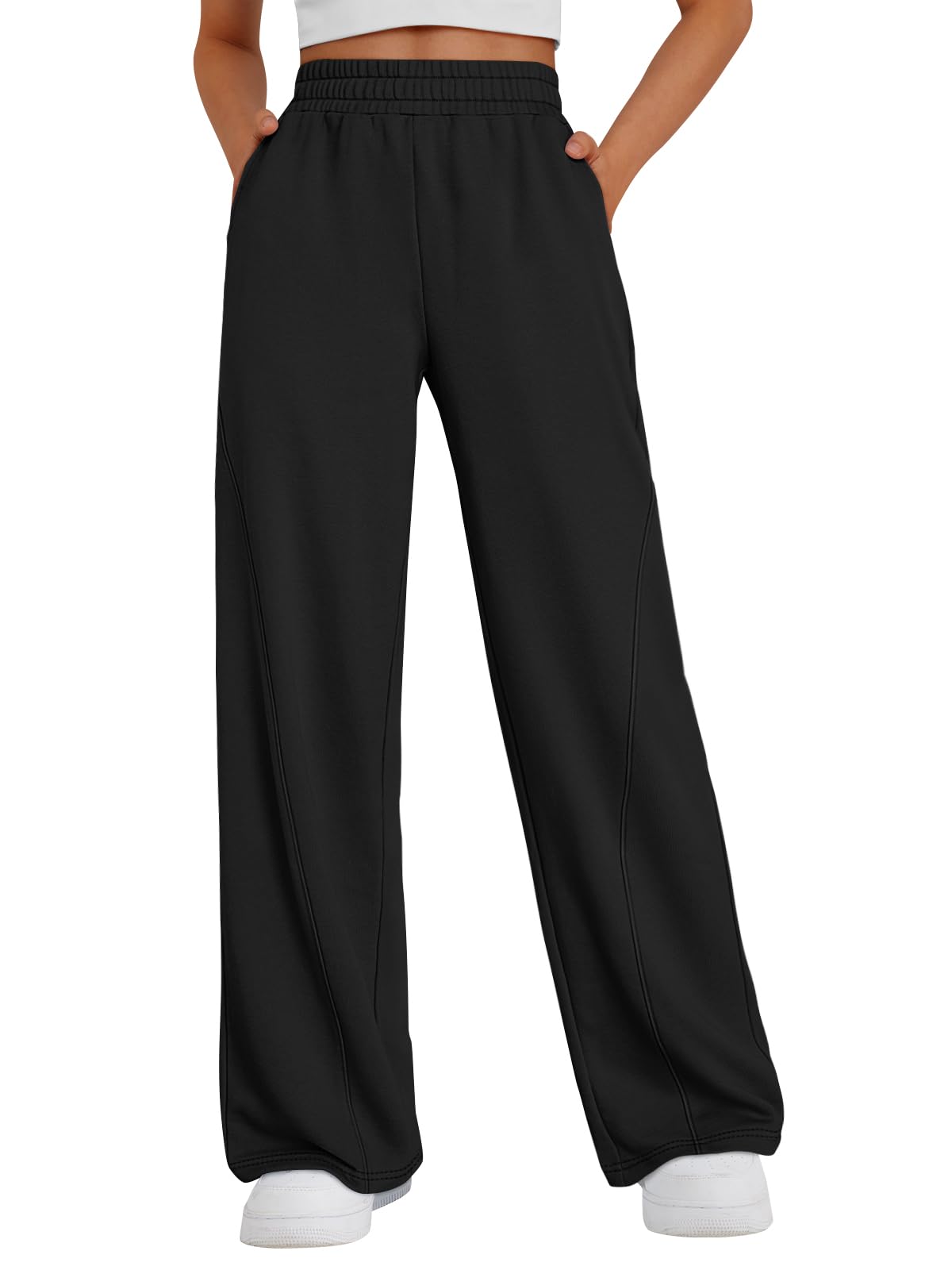 Photo 1 of Trendy Queen Women's Wide Leg Sweatpants Baggy Y2K High Waisted Joggers Fall Fashion Clothes with Pockets 2025 Black L