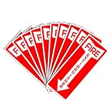 Set of 10 Self Adhesive Fire Extinguisher Signs, 4.25" x 11" Decals.