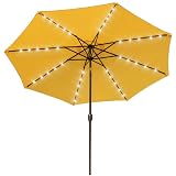 Amazon Com Sundale Outdoor 7 Ft Solar Powered 24 Led Lighted Patio Umbrella Table Market Umbrella With Crank And Push Button Tilt For Garden Deck Backyard Pool 8 Steel Ribs Polyester Canopy