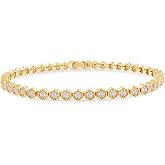 Honeycomb Tennis Bracelet for Women Round Lab Created Moissanite Stacking Dainty Bracelet in 18K Gold Plated Jewelry Gifts For Her