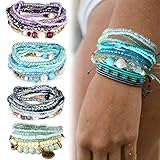 Adramata Bohemian Stackable Bead Bracelets for Women Girls Stretch Multilayered Bracelet Set