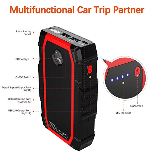 TrekPow A18 800A Peak Portable Car Jump Starter with USB Quick Charge 3
