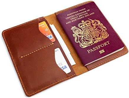 Leather Travel Document Holder Passport Sleeve Case (Brown)