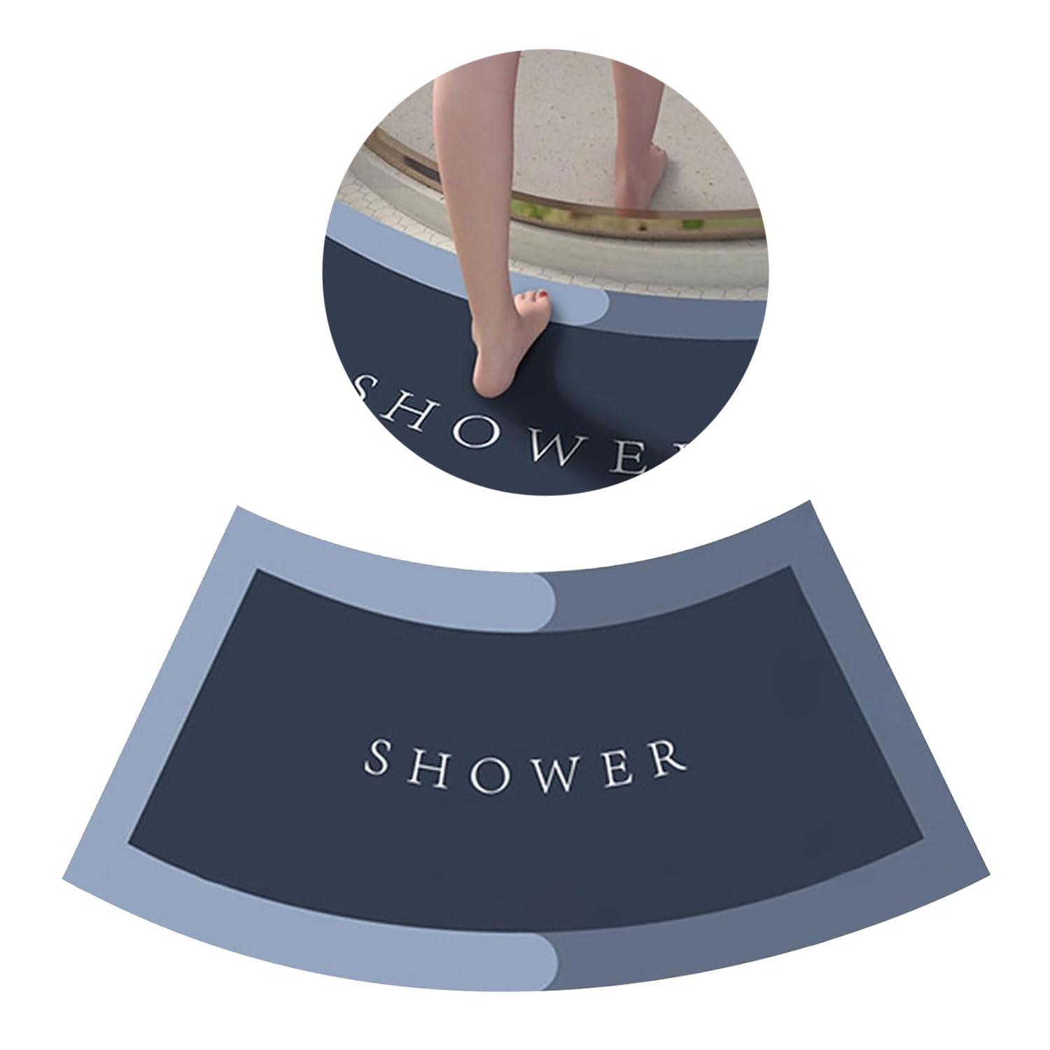 Curved Bath Mat for Quadrant Bathroom Cubicle, 10s Super Absorbent Fan-Shaped Foot Pads, Anti-Slip Curved Bathroom Carpet Rugs for Home Hotel (A 45 * 100CM)