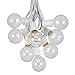 G50 Patio String Lights with 25 Clear Globe Bulbs Outdoor Cafe Hanging Lights White Wire - 25 Feet