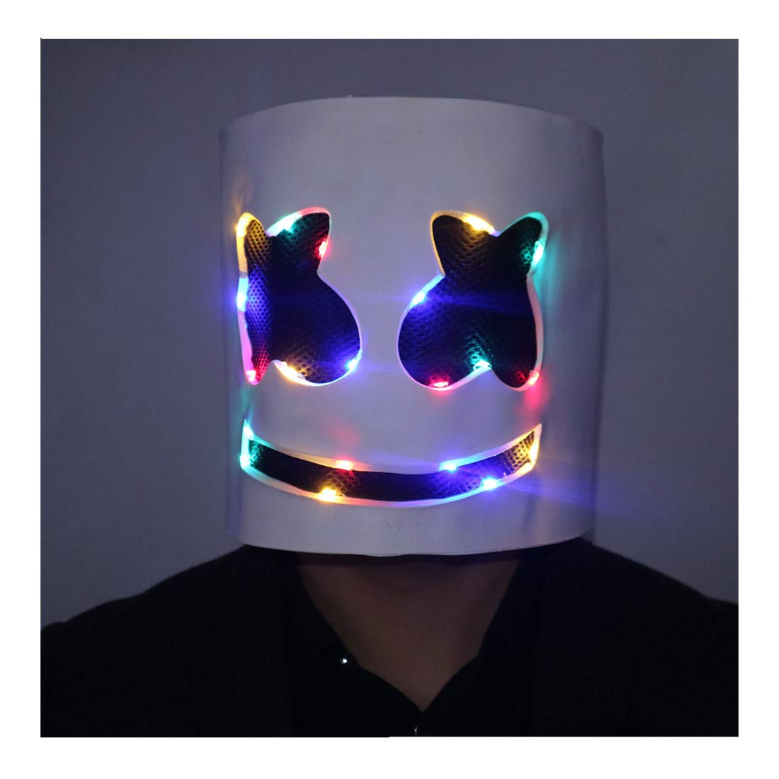 Noveltys DJ Mask Latex Full Head Helmet LED Light Up Halloween Costume Party Music Festival Helmet Mask For Adult (Multicoloured)