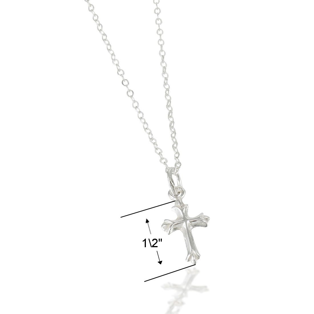 Tiny Sterling Silver Cross Necklace with Chain, or with Chain and Pearl Drop for Babies (12