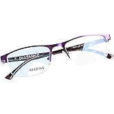 FONHCOO Bifocal Reading Glasses for Women Men, Metal Half Frame Blue Light Blocking Readers Anti UV/Glare/Eyestrain