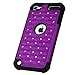 iPod Touch 5 / iPod Touch 6, Touch 5 / Touch 6 Case, Style4U Studded Rhinestone Crystal Bling Hybrid Armor Case Cover for Apple iPod Touch 5 / iPod Touch 6 with 1 Stylus [Purple/Black]