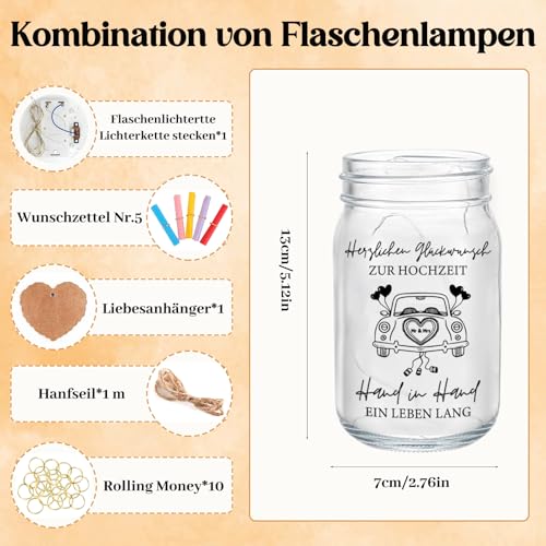 Hiipeefeel Money Gift Wedding Gifts for Bride and Groom, LED Bottle Light Money Box, Engagement Gift for Both, Honeymoon, Honeymoon, Honeymoon, Gift for Bride and Groom