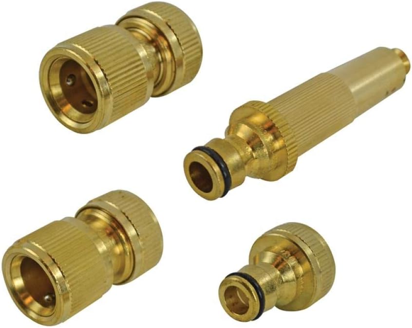 Faithfull FAIHOSESET4 Brass Nozzle and Hose Fittings Kit 4 Piece Kit 12.7 mm (1/2 Inch) Diameter, Orange / Grey - Image 3