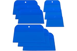DaKuan Set of 9 Body Filler Spreaders Automotive Body Fillers, 4, 5, 6 Inch Reusable Plastic Spreader for Applying Fillers, Putties, Glazes, Caulks and Paint (Blue)