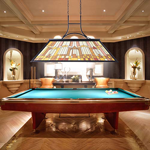 Wellmet Tiffany-Style Pool Table Light, 3-Light DIY Pool Table Lighting for 7ft, 8ft, 9ft Pool Table, Billiard Lights for Game Room Beer Party Men's Cave