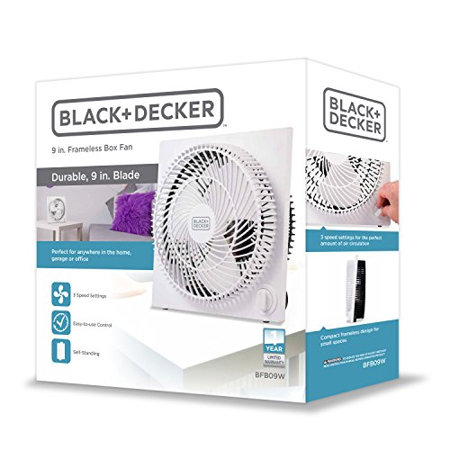 BLACK+DECKER Mini Box Fan Tabletop Quiet 9 Inch Desk Box Fans