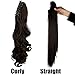 Claw Ponytail Extension Ombre Straight Jaw Ponytails Pony Tail Hairpiece Clip in Hair Extensions Real Natural as Human Synthetic Fibre for Women 145G Thick Long 21 inch dark brown