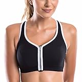 La Isla Women's High Impact Front Zip Non Padded Wireless Supportive Sports Bra