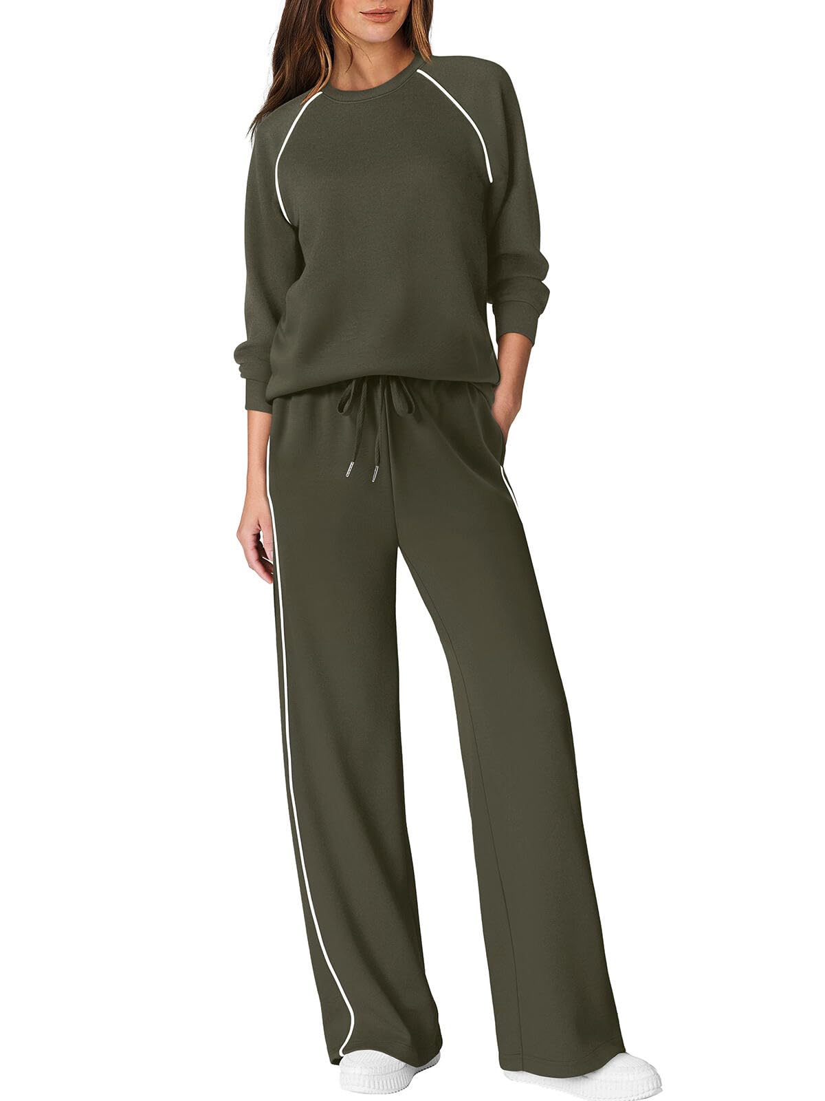 Photo 1 of SAMPEEL Matching Sets Women Clothing 2 Piece Lounge Sets Sweatsuits Workout Set Fashion Clothes Airport Teacher Fall Postpartum Outfits Resort Wear Y2K 2025 Green XL