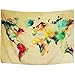 Sunm Boutique Retro Watercolor World Map Tapestry Colorful Map Tapestry Wall Hanging Bedroom Living Room Dorm Home Decor Tapestry(59.1 x 51.2 Inch, Multi)