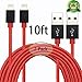 Abloom Nylon Lightning Charging Cable - 10 Feet - Red - 2 Piece