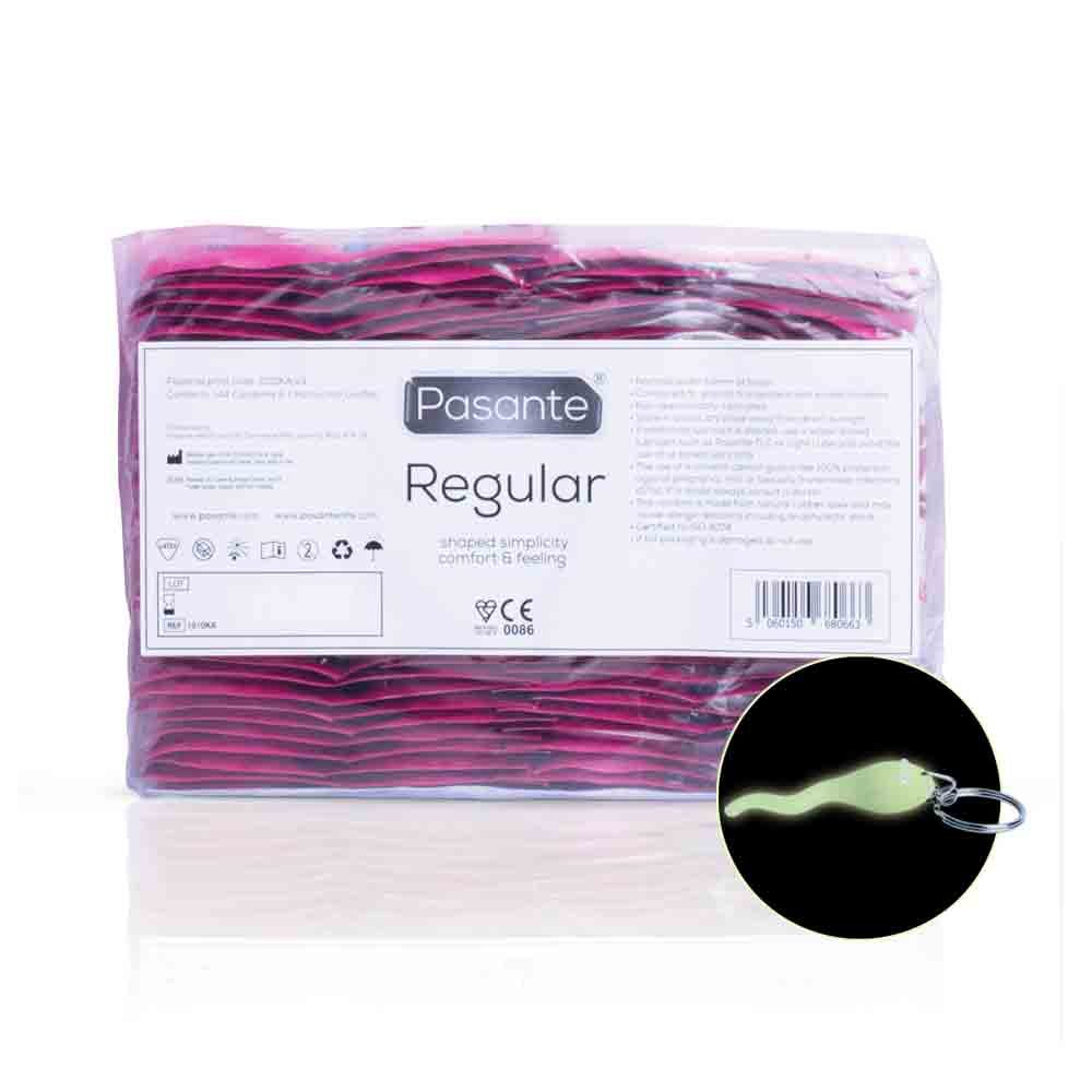 Pasante Regular Condoms Pack of 144 | Comfort Feeling | Ce Kitemark | Sperm Key Chain