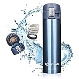 FILWO Stainless Steel Water Bottle, Double Wall Vacuum Insulated Coffee Travel Mug 100% Leak & Sweat Proof BPA Free, Cold 24 Hrs/Hot 12 Hrs for Camping, Cycling, Gym,15 oz Vacuum Flask (Blue)