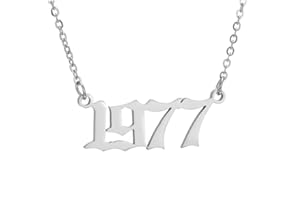 SKQIR Birth Years Necklace,Initial Year Number Pendant Necklace Birthday Gift Charm Friendship Old English Arabic Mumerals Stainless steel Necklace Jewelry for Women Girl